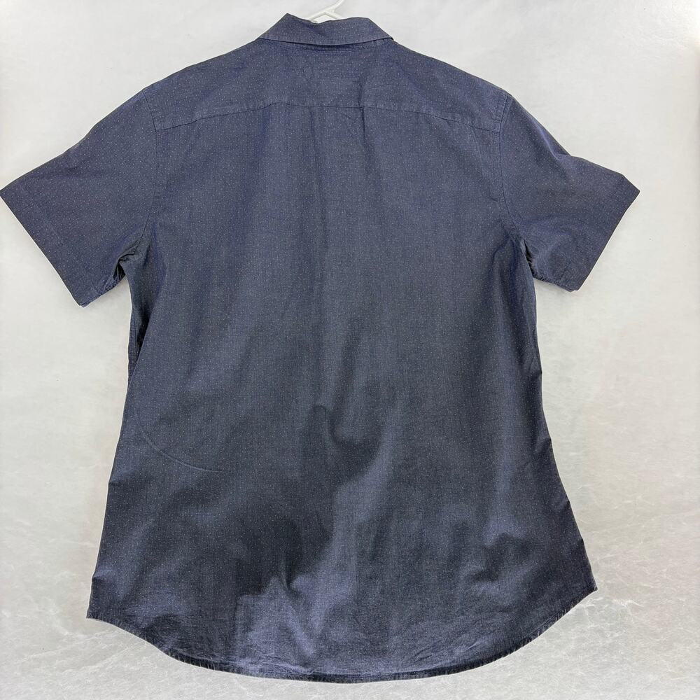 Banana Republic Slim Fit Chambray Short Sleeve Shirt Sz L Micro Dot Stretch - Picture 2 of 15